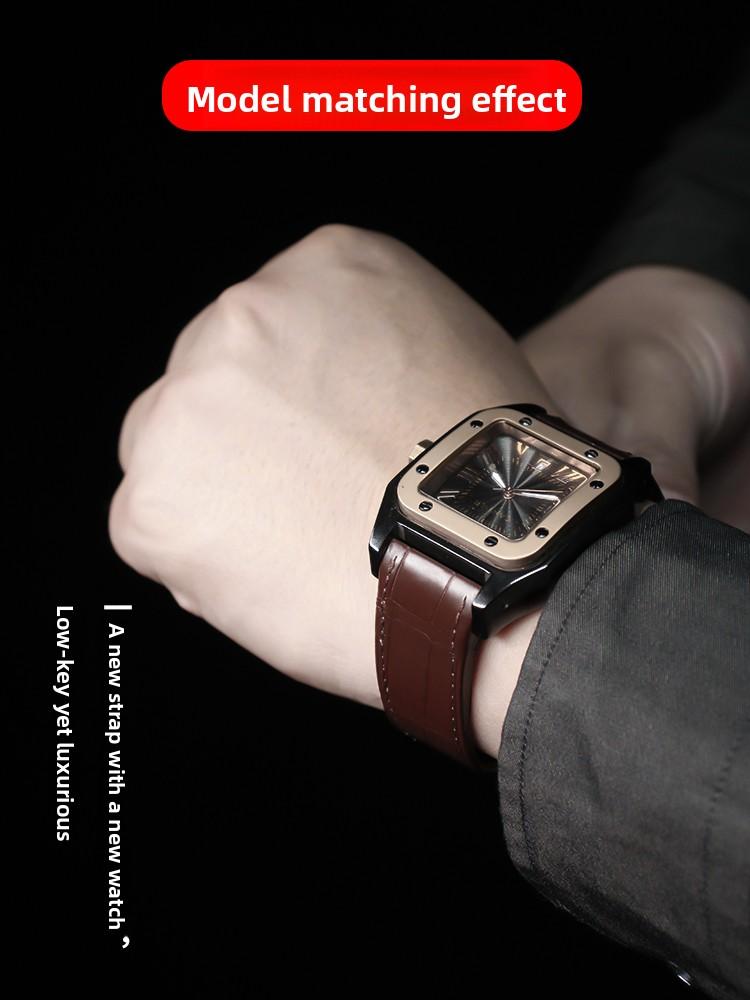 Hochwertiges Krokodil 20mm 23mm Echtes Leder Uhrenarmband Für Cartier Sandoz Santos 100 Herren Damen Faltschließe Uhrenband