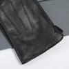 1 Pair Warm Lined Mens Black Leather Gloves with Cool Design for Winter, Men, Ideal Choice for Gifts