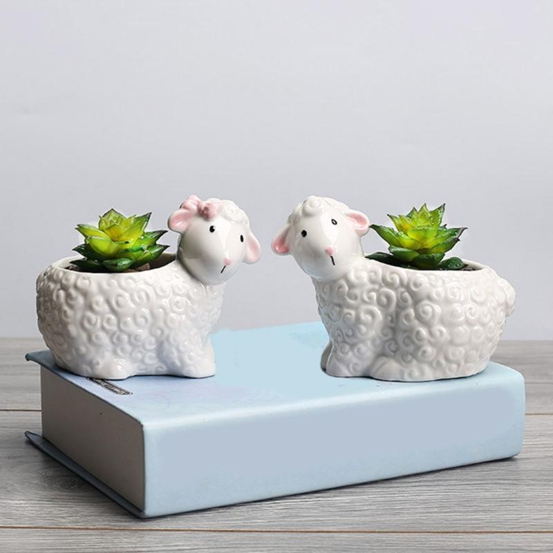 Artistic Animal Molded Earthenware Flower Container Exemplary For Succulents Small Bushes Desktop Decoration And Storage Planner
