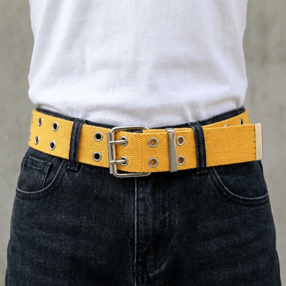 Double Row Men's Belt Nylon Double Row Buckle Belt Casual Woven Belts  Men Women