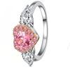 Fine Temperament Pink Peach Heart Rhinestone Women Rings Engagement Bridal Wedding Occasion Voguish Stylish Finger Jewelry Girlfriend Love RingFashion