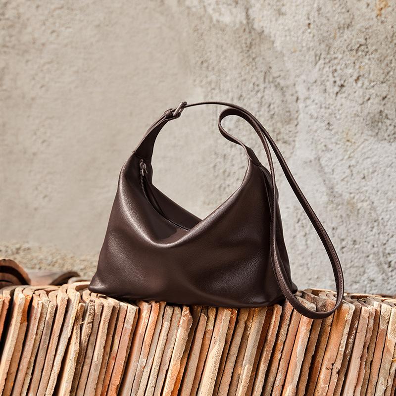 

Новая сумка-хобо из кожи растительного дубления 2025 Осень-Зима Нишевая Высококлассная Сумка-тоут Универсальная Вместительная Сумка через плечо Женская Upper Width30CM*Lower Wid