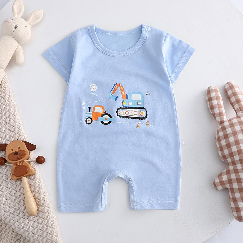 2026 Summer Kids O-Neck Short Sleeve Pajama-Rompers Baby Spring Short Crawling Clothes Cartoon Cotton Jumpsuit for Girl Boy