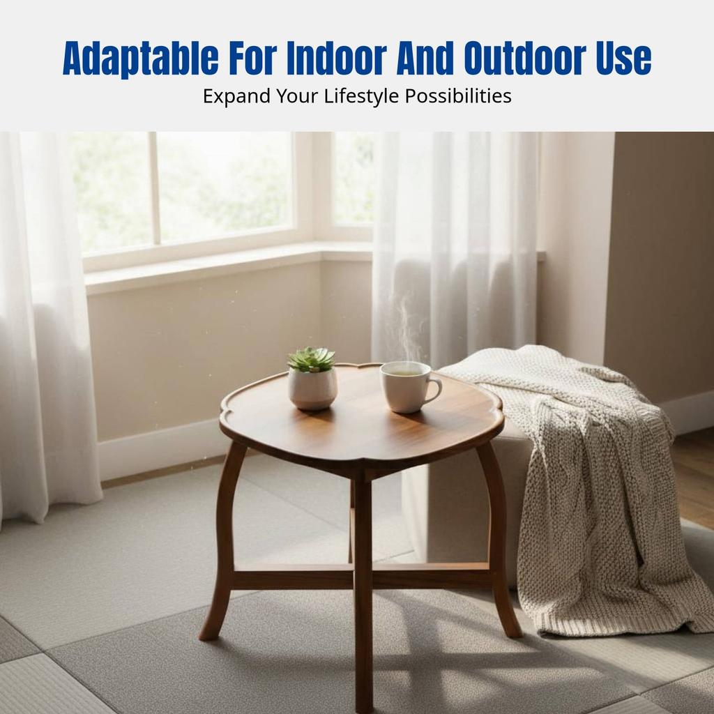 Sturdy Wood Folding Tea Table, Walnut Coffee Table, Floor Mat, Bedroom, Outdoor, Portable Design