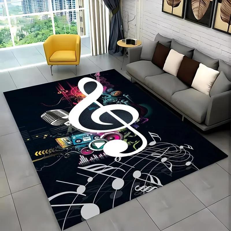 3D HD Music Notes Theme Large Area Rug,Carpet for Living Room Bedroom Sofa Kitchen Decoration,Kid‘s Play Non-slip Floor Mat Gift