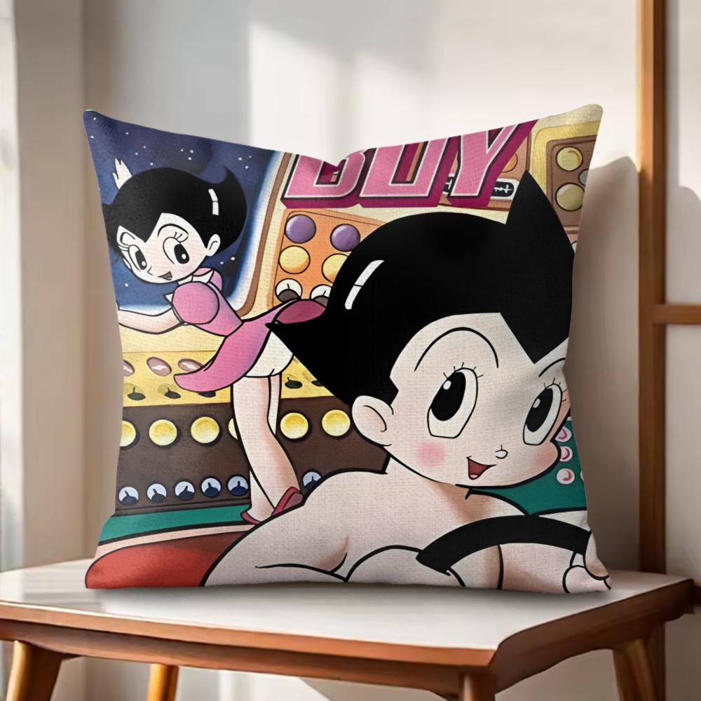 Anime Comic AAstro Boy Cushion Cover Natural Linen Organic Fabric DoubleSided Printing Couch Pillow Covers Home Decor