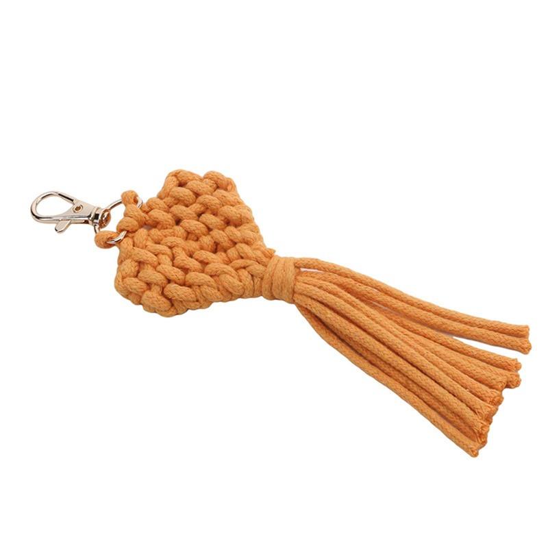 Kreative herzförmige Mini-Makramee-Schlüsselanhänger Boho handgewebte Quasten-Schlüsselanhänger für Autoschlüssel, Handtasche, Telefon, Geldbörse, Hochzeitsgeschenk