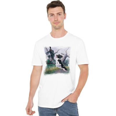 Wildtier Springer mit Fasan T-Shirt S-5XL, Weiß