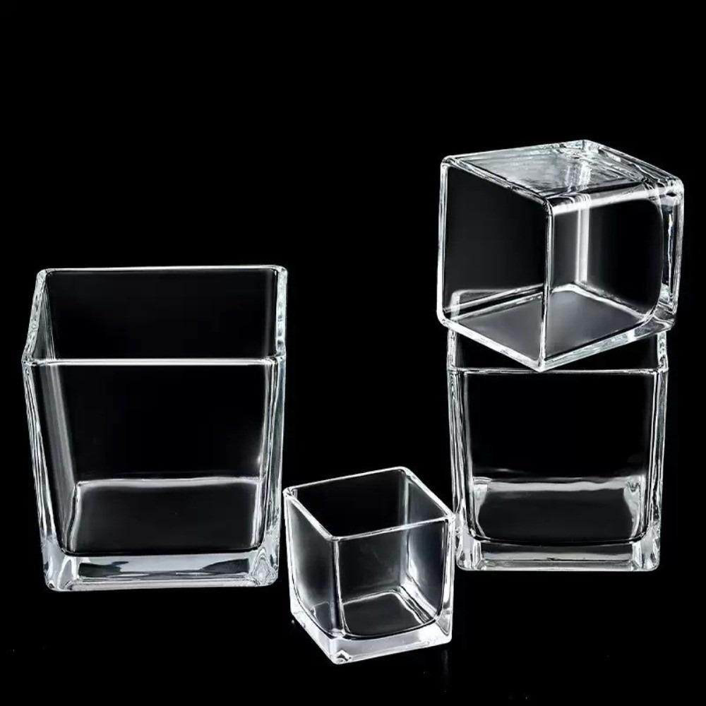 Geometric Cube Vase Transprent Candle Holder Minimalist Fish Tank Home