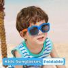 Kids Sunglasses Foldable Toddler Sunglasses UV400 Square Frame Folding Glasses for 6-8 Year-Olds Kids Girls Boys