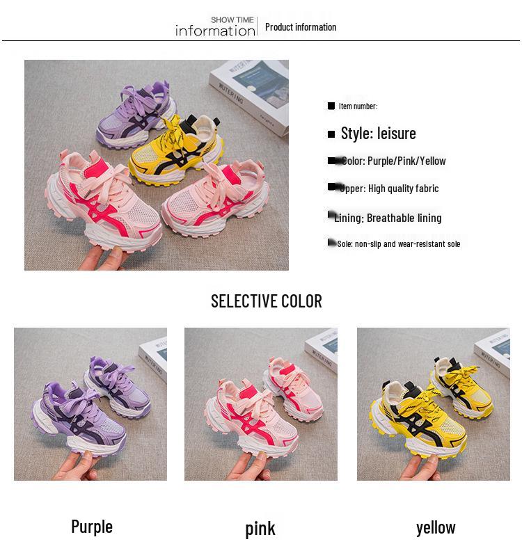 Girls' 2026 Breathable Mesh Sports Shoes – Dopamine Collection Summer Casual