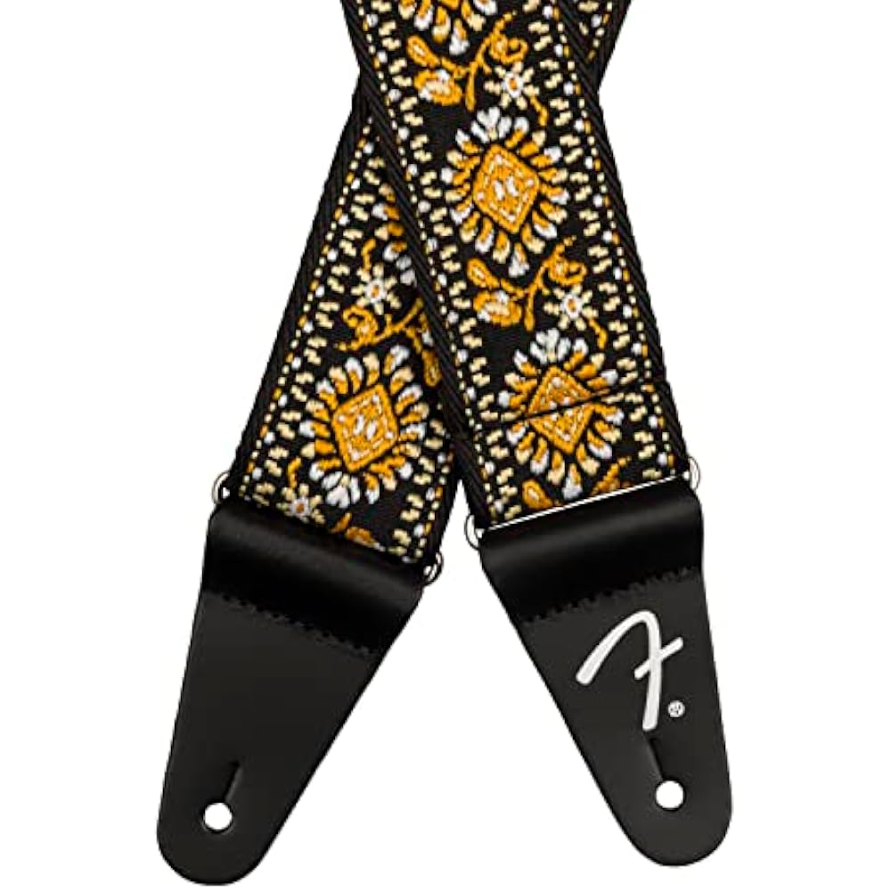 Fender Canadian Musical Instrument Strap Pasadena Woven Strap, Yellow Lotus, 2"
