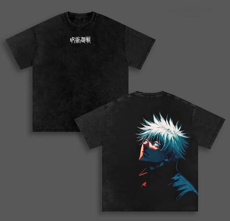 

Футболка Jujutsu Kaisen Годжо Сатору Аниме Винтаж Y2k Стиранная Футболка Летняя С Коротким Рукавом Повседневная Свободная Хлопок Мужская Одежда Топ S