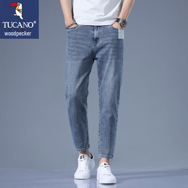 TUCANO Men's Slim Straight Cropped Jeans