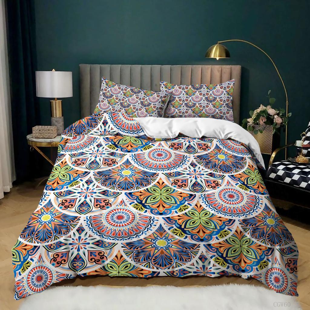 Ethnic Bohemian Kit 3D Digital Printing Bed Three-Piece Set Quilt Cover Pillowcase