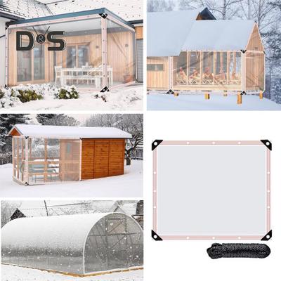 Clear Tarpaulin Waterproof Garden Tarp Outdoor Rainproof Covering All-weather Tarp with Rope for Patio Henhouse Canopy