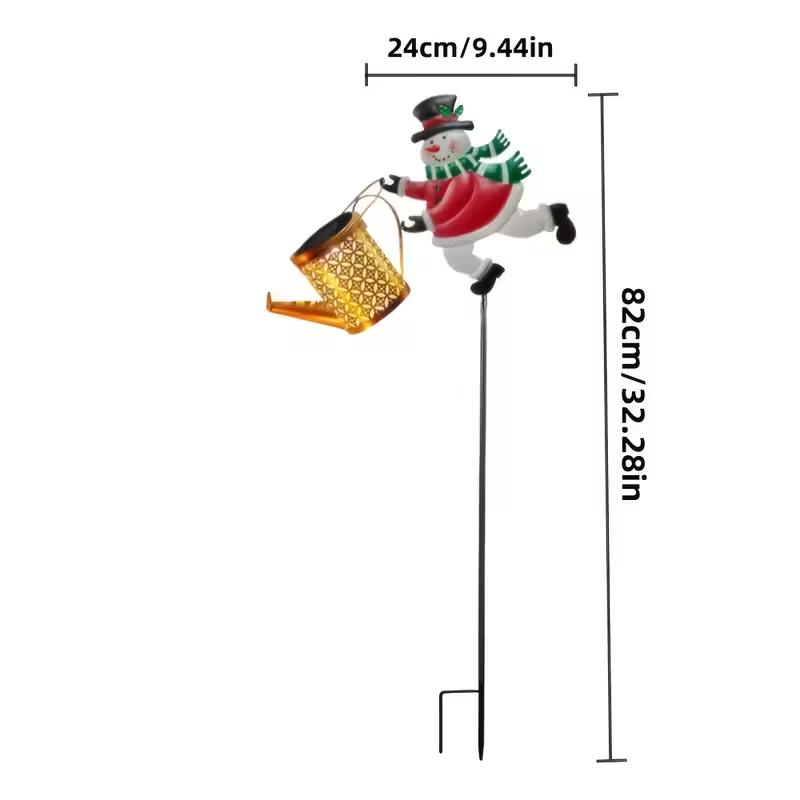 1/2PCS Solar Kettle Lights Garden Decorative Outdoor Hanging Christmas Snowman Solar Watering Can Light for Yard Lawn Xmas Decor