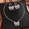 New Butterfly Knot Korean Edition Women's Elegant Versatile Flower Craftsmanship Exquisite Necklace Earring Set