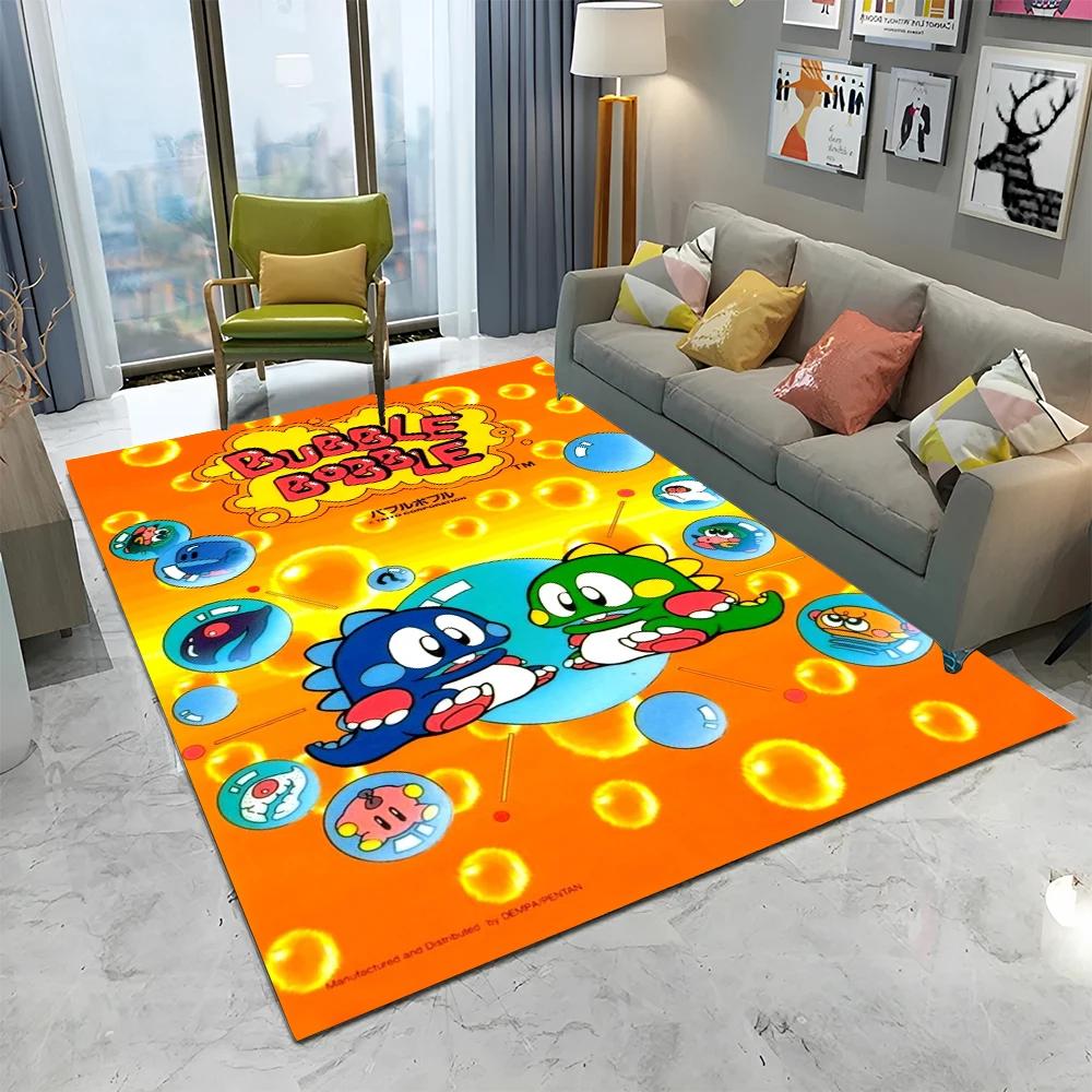 Tappeto Tappetino Decorativo per Casa Soggiorno Camera da Letto Divano Zerbino, Tappeto per Area Giochi Bambini Tappetino Antiscivolo, Gioco Cartoon Bubble Bobble Tappeto per Gamer