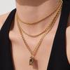 18K Gold-Plated Stainless Steel Double Layer Pendant Necklace