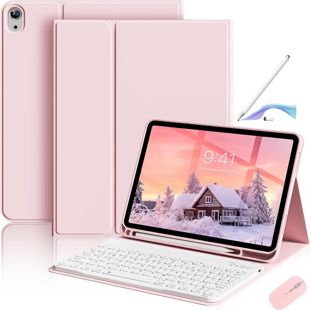 iPad 10th Gen Protective Case with Detachable Wireless Keyboard and Pro Mouse Compatibility