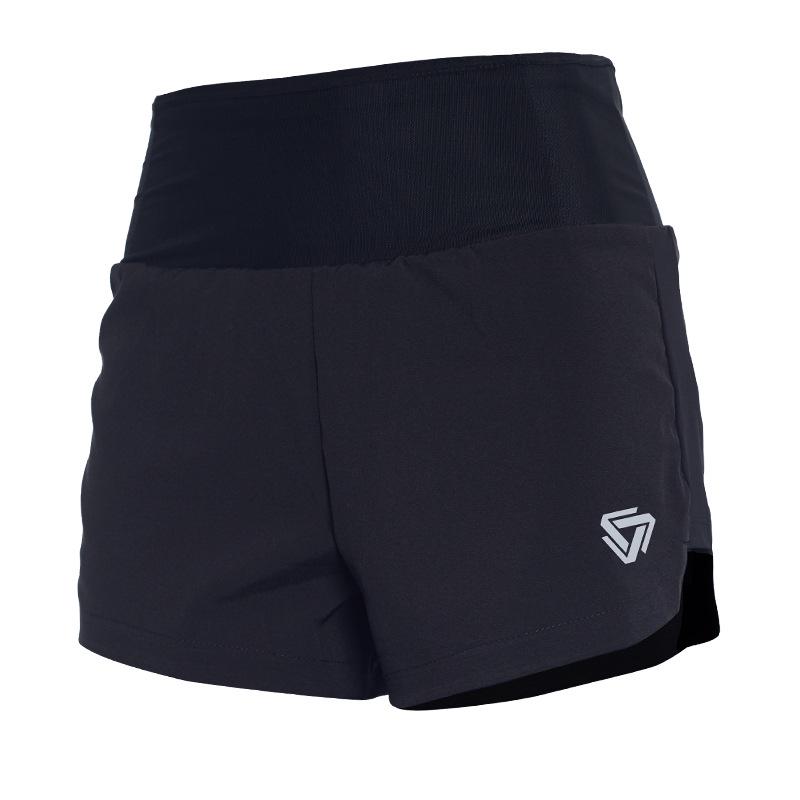 Women's Quick-Dry High-Waist Shorts with Zipper Pocket & Anti-Exposure Lining for Running & Fitness