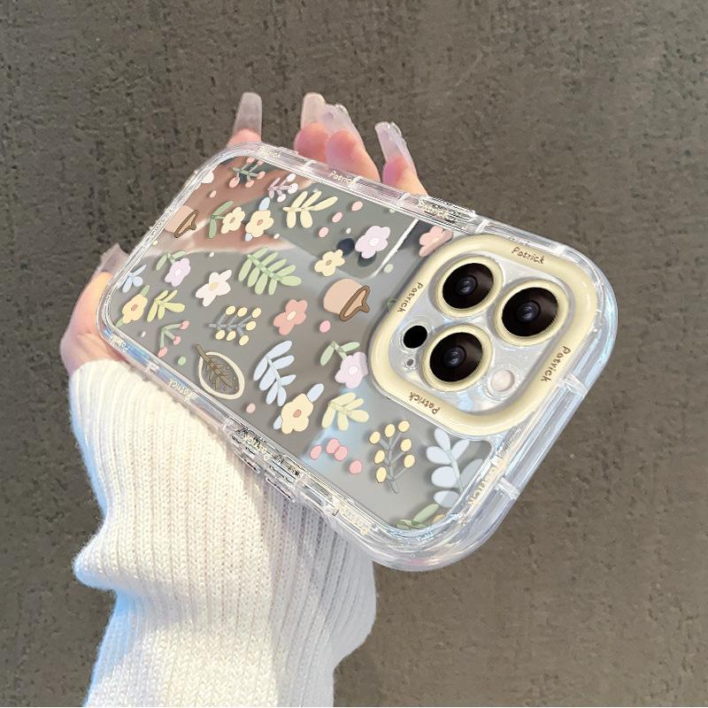 Full Screen Fresh Floral for Apple 16 Mobile Phone Case for IPhone 14 Promax Mirror 15 Transparent Xs Anti-fall