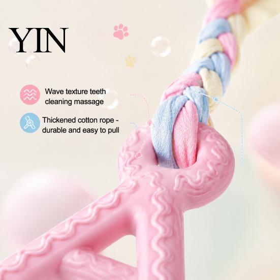 Puppy Teething Toys A-Letter Dog Chew Toy with Braided Rope, Tug of War Pet Boredom Energy Release Toy, Teeth Cleaning for Small Medium Breed Dogs Gum