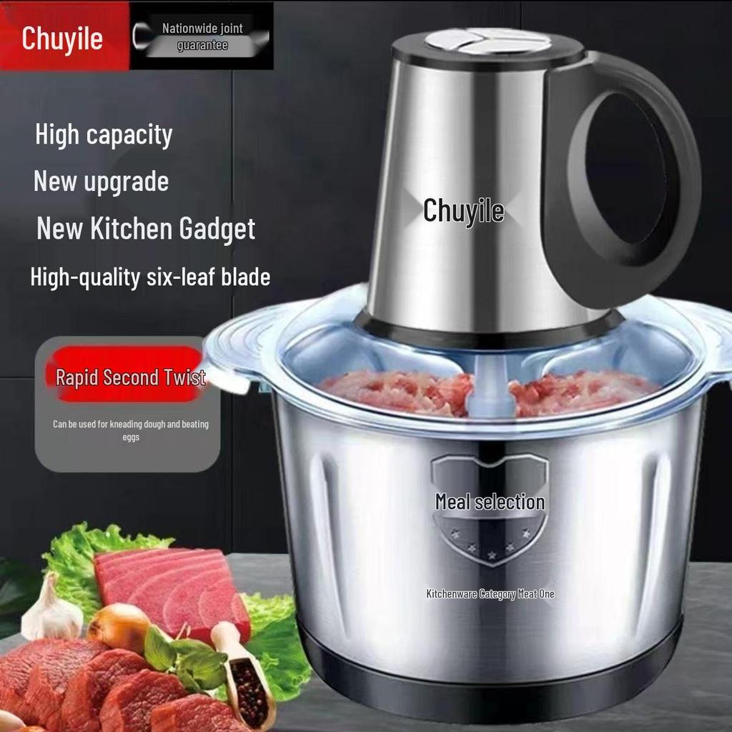 Electric Stainless Steel Multi-function Meat Grinder & Food Processor: Garlic Paste, Chili, Chopped Vegetables