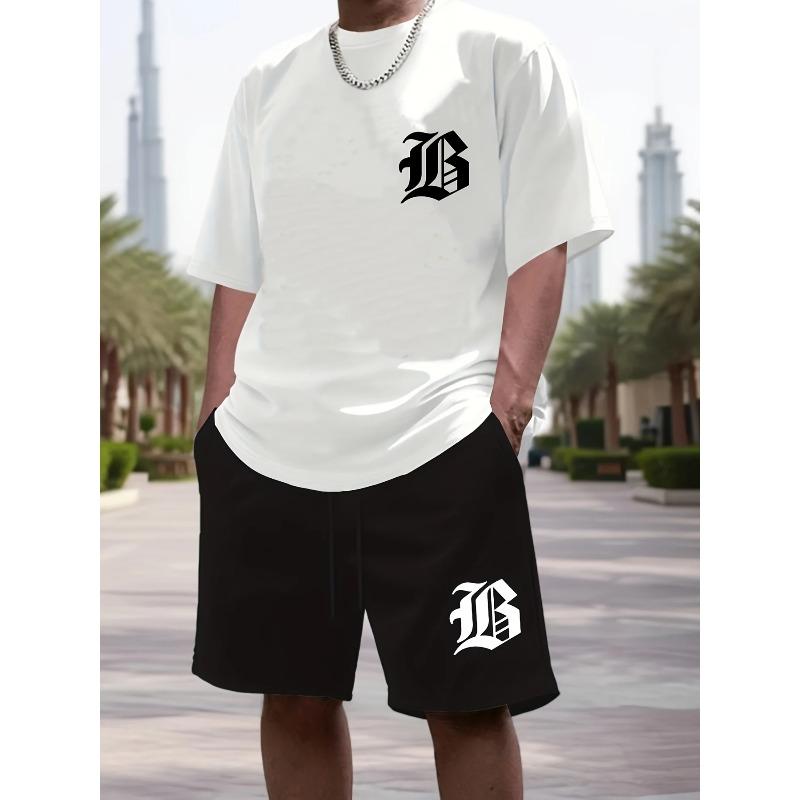 Casual Loose Crew Neck Men's Fashion Print Sport Wear Men’s