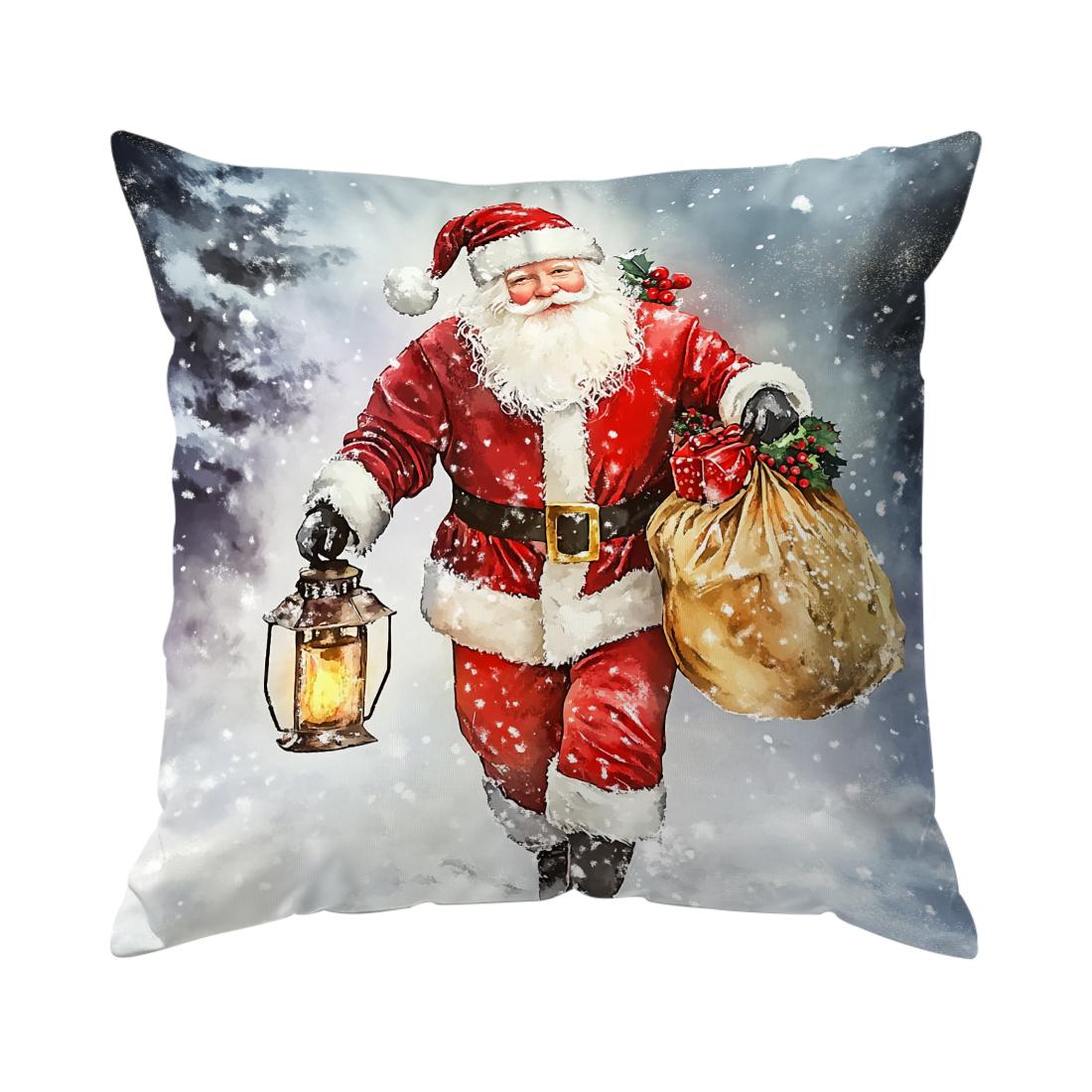 

Snow Santa Claus Cushions Pillowcase Cushion Cover Throw Pillow Sofa Decoration Pillowcover Home Car Decor