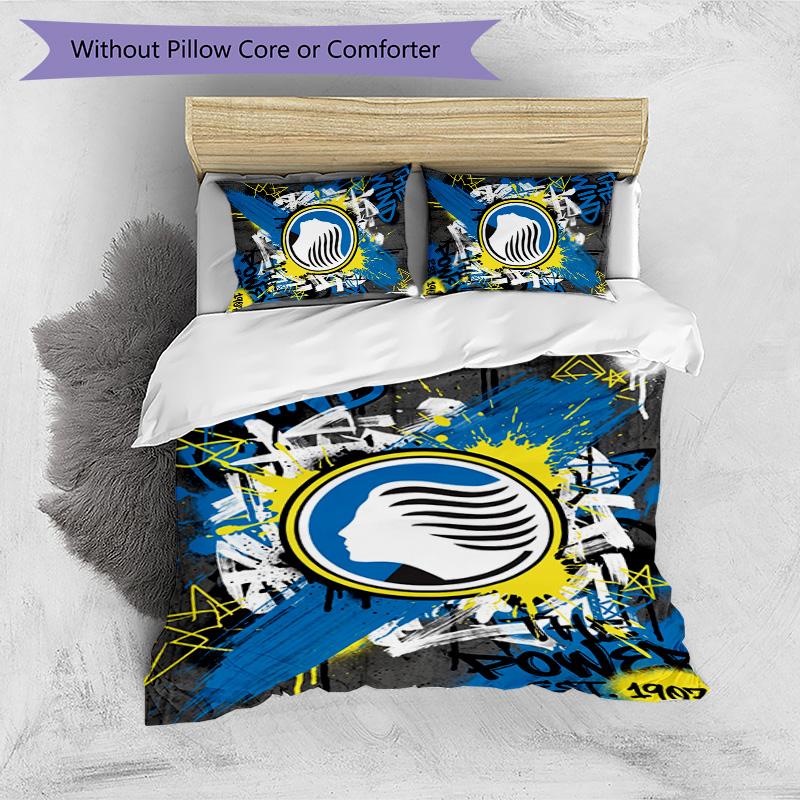 Set Biancheria da Letto Stampato 3 Pezzi Atalanta FC Traspirante Copripiumino con Federe Biancheria da Letto Decorativa per Camera da Letto Casa