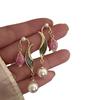 111 silver needle design tulip earrings temperament fringed pearl stud earrings women's retro light luxury high-end earrings