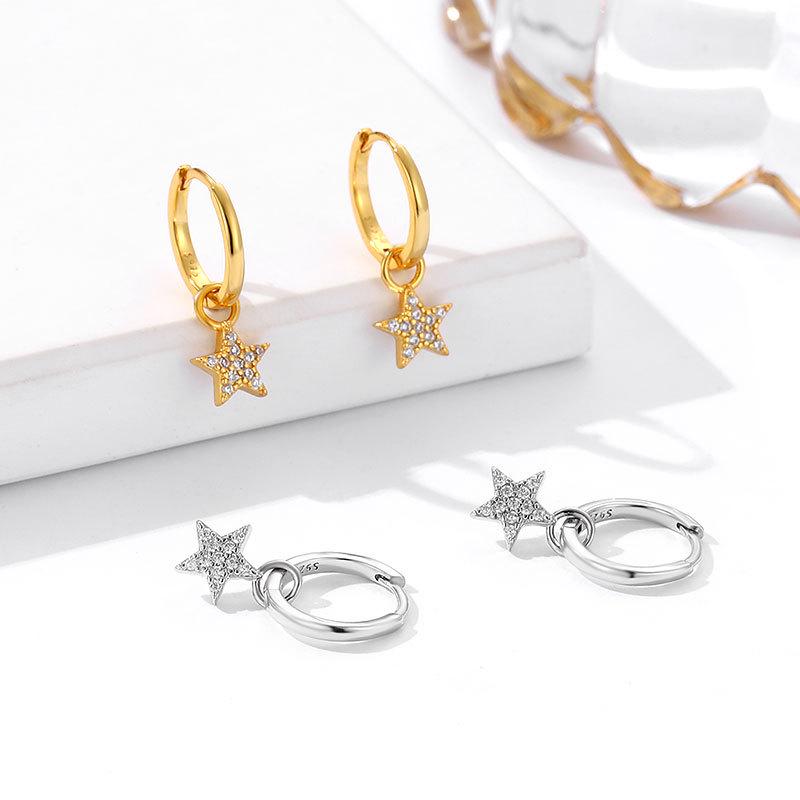 

S925 Sterling Silver Star Earrings: Elegant Korean Style, Simple Chic Design, Versatile for All Occasions. 925 Silver золотий