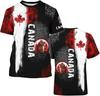 Męska Koszulka z Liściem Klonowym Koszulka z Flagą Dnia Kanady Drukowana 3D Fajny T-shirt z Krótkim Rękawem Unisex Casualowy Oversize