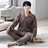 Flannel Pajamas Men'S Autumn And Winter Coral Fleece Large Size Thickened Fleece Warm Island Fleece Long-Sleeved Loungewear Set