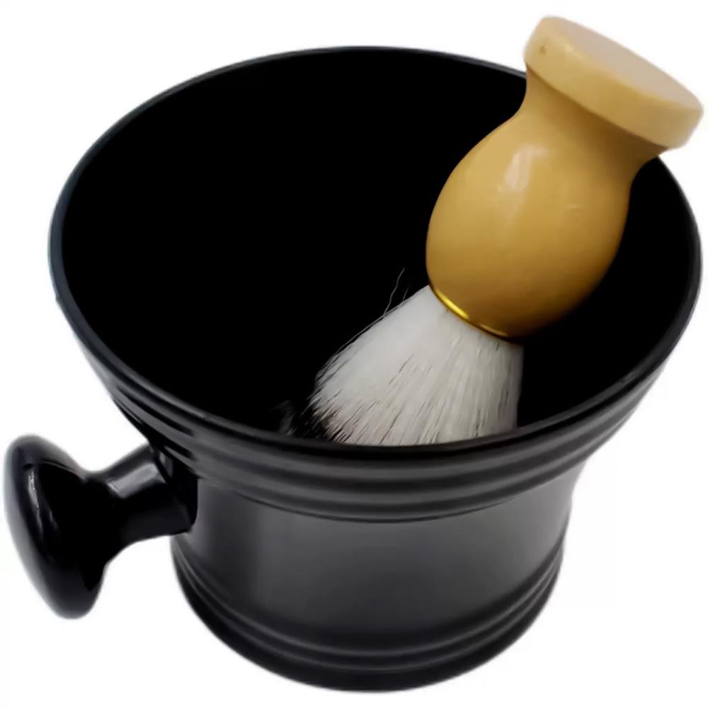 Classic Barber Shaving Brush Set with Soft Bristles & Foaming Bowl