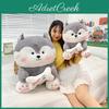 Adorable Husky Plush Toy With Bone Design Soft Cuddly Dog Stuffed Animal Gift