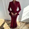 2025 Women’s Solid Color Long Sleeve Top & Bodycon Skirt Set