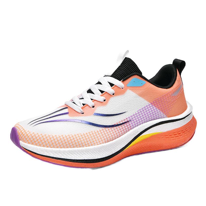 Guochao platform ultra-light breathable popcorn professional marathon racing running shoes couple contrasting color autumn sports shoes