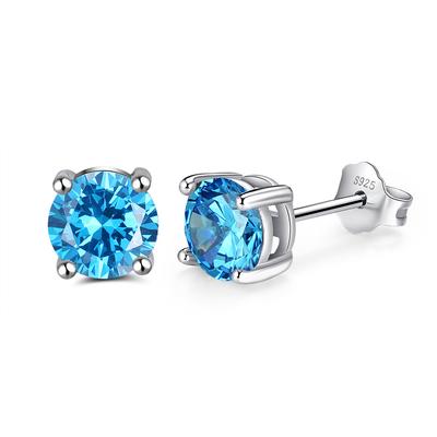 RINNTIN SE84 Vente Chaude Boucles d'Oreilles Pierre de Naissance Coréenne Bijoux Argent Sterling 925 Zirconium Cristal Clous d'Oreille pour Dames