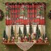 American Christmas Print Lace Curtain Short Window Valance Rectangular Decorative Kitchen Dining Bedroom