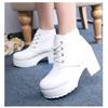 Women Boots  New Fashion Black&White Punk Rock Lace Up Platform Heels Ankle Boots Thick Heel Platform Shoes Sdc56