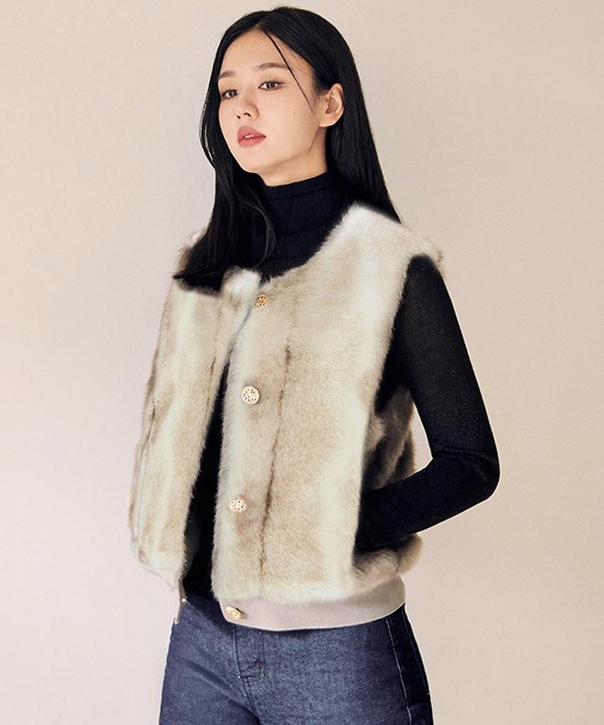 Celebshop Edition Fw Faux Mink Button-Up Vest