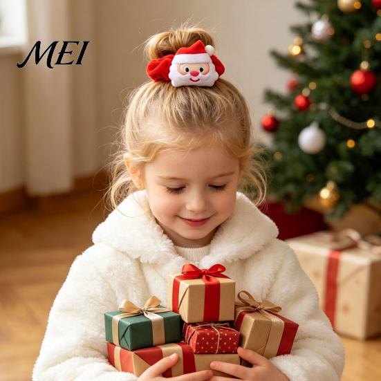 Soft Flannel Scrunchies for Christmas Party Hair Tie Girls, Scrunches with Reindeer/Christmas Tree/Gift/ Santa Exquisite Gift Sets Kids Claus Accents,