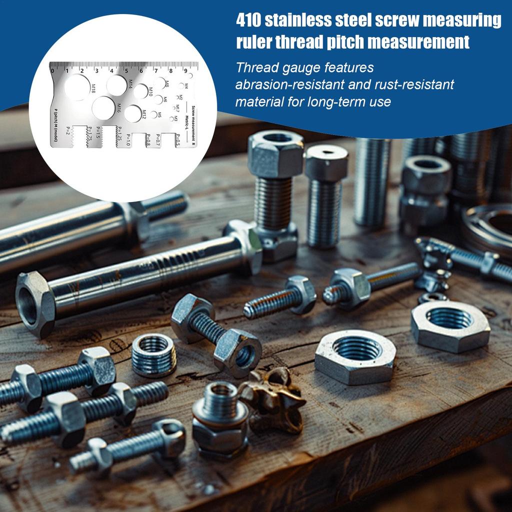 Thread Pitch Gauge Measurement Ruler High Accuracy Stainless Steel for Screw Measuring Gauge Tool Bit Bolt Nut Screw Craft