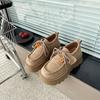 Muffin thick-soled lace-up women's new spring and autumn retro versatile small man height-increasing cotton shoes