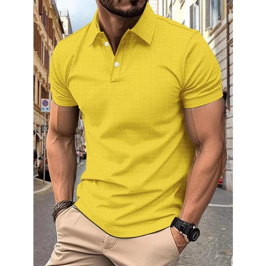 Summer Men's Polos Tops Casual Short Sleeve Lightweight Comfortable Small Square Polo Shirt Men Solid Lapel Top