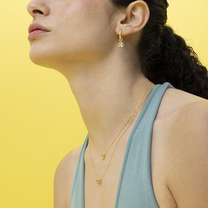 Collier Luxenter en argent 925 avec zircons multicolores finis en or jaune 18K - Alphabet R