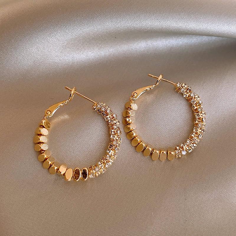 Rhinestone U-shaped Buckle Simple Fashion Woman's Earrings Korean Ins High-grade Hoop Earrings Wholesale Simple Accessories
